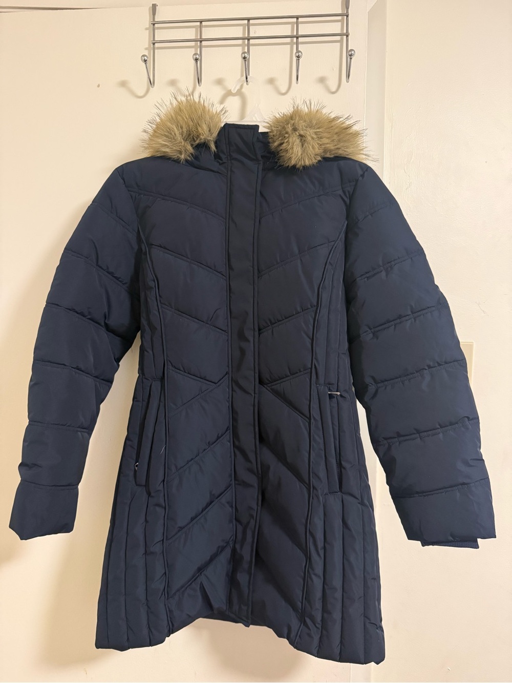 Women’s Navy Blue Long Winter Parka